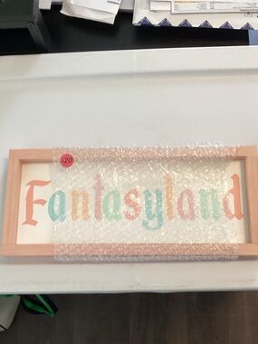 Fantasyland Pastel Wooden Wall Art - Pink Frame